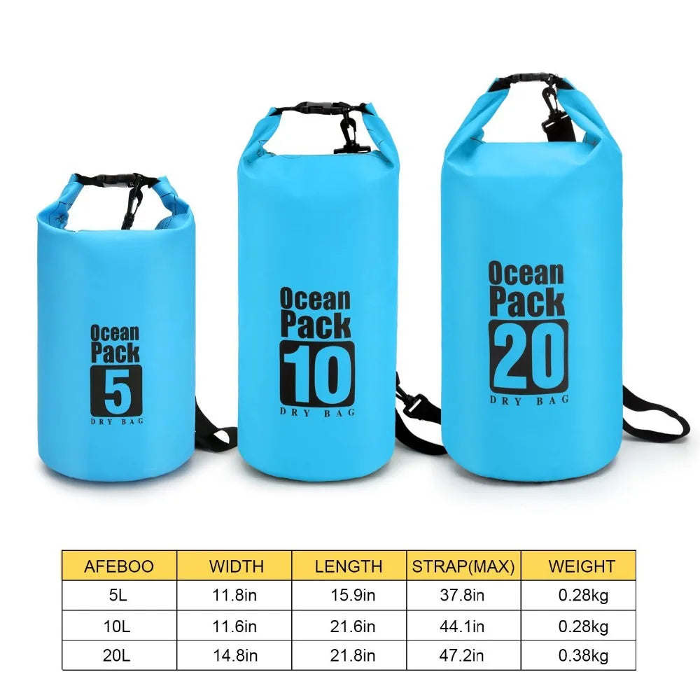 KTX-207635 Lightweight Waterproof PVC Outdoor Dry Bag - 20L Foldable Design for Sports and Hiking