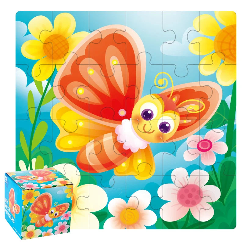 KTX-447635 24-Piece Wooden Jigsaw Puzzle for Early Childhood Education – Classic Montessori Toy for Babies, Kids, Boys and Girls