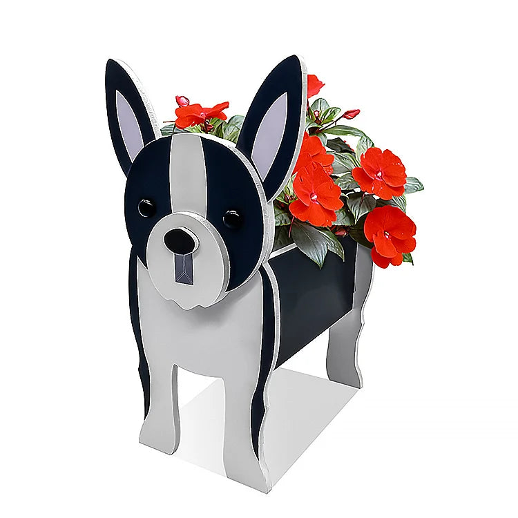 KTX-842067 Charming Dog-Shaped Plastic Flower Pot for Home and Outdoor Decor