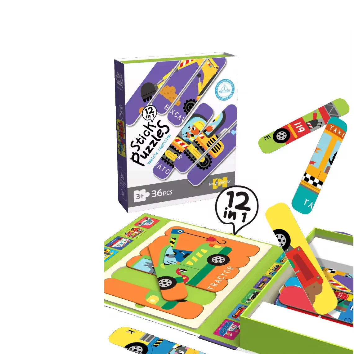 KTX-445715 36PCS Baby Matching Card Puzzle Set - Educational Cartoon Animal Jigsaw Toys for Kids