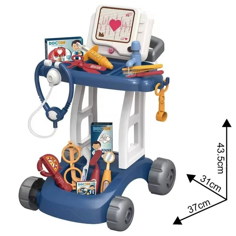 KTX-180115 Pretend Medical Doctor Kit with Mobile Cart - Toy Doctor Accessories for Kids Ages 2-13