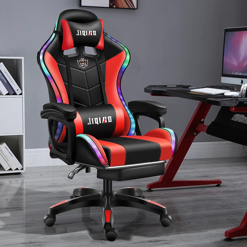 KTX-282195 Pink LED RGB Gaming Chair with Massage Function and Built-In Speakers