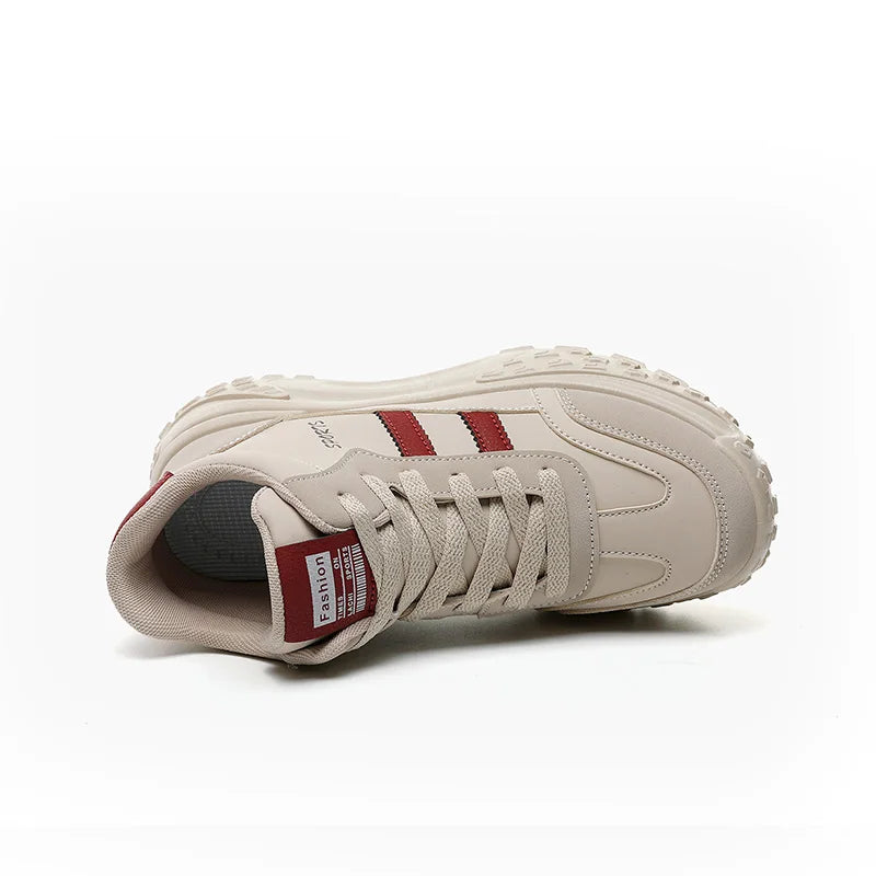 KTX-802579 XF6228 New Simple Autumn Women's Shoes Round Toe Thick Sole Elevated Board Shoes Shock Absorbing Lightweight Sports Shoes
