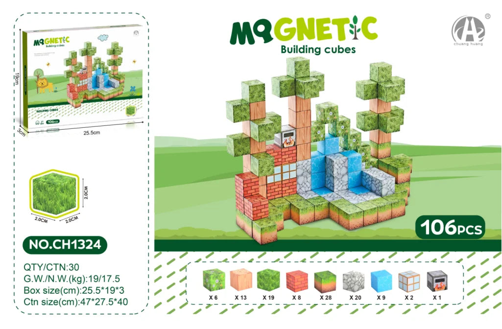 KTX-094931 106-Piece Magnetic Building Blocks Construction Set for Creative Learning