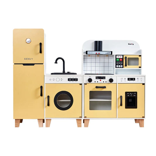 KTX-240979 Custom Toddler Wooden Kitchen Play Set with Sounds and Lights for Pretend Cooking Role Play