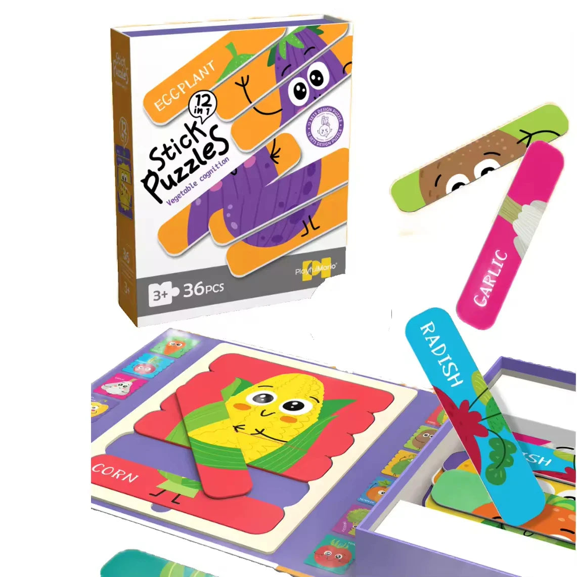 KTX-445715 36PCS Baby Matching Card Puzzle Set - Educational Cartoon Animal Jigsaw Toys for Kids