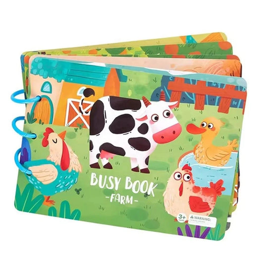 KTX-099923 Early Learning Montessori Busy Book for Toddlers, Activity Book with Farm Themes, Educational Interactive Toy
