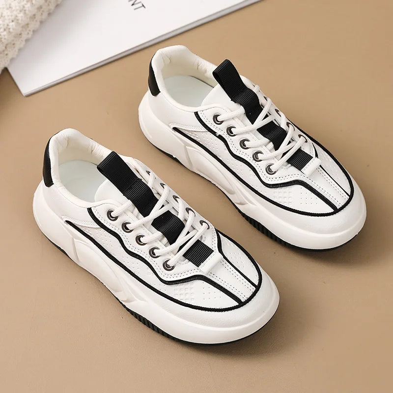 KTX-212755 YB6051-1 New Women's Sports Shoes Solid Color Autumn Breathable Increase Sole Sports Casual Shoes Versatile Board Shoes