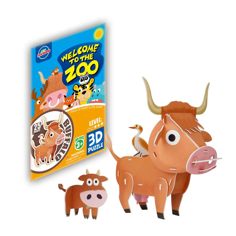 KTX-884819 3D Cardboard Animal Model Puzzle - DIY Educational Early Learning Toy for Creative Play