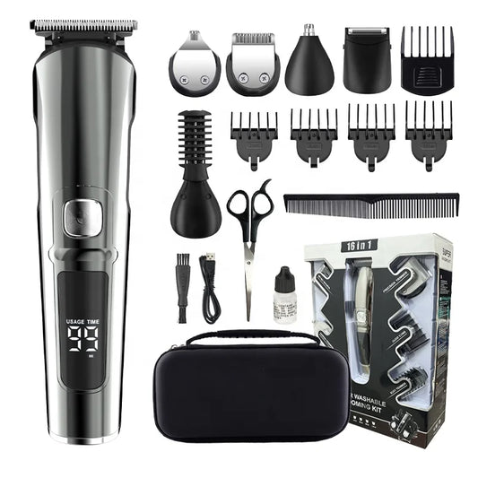 KTX-176467 11-in-1 Men's Grooming Kit, IPX6 Waterproof Rechargeable Hair Trimmer for Nose and Beard