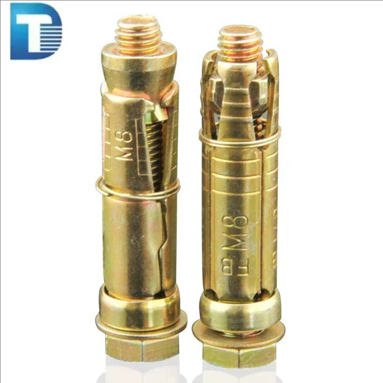 KTX-492499 Heavy Duty Yellow Zinc Plated Shield Anchor Bolt Fasteners - 4PCS Set for Secure Wall Fixing