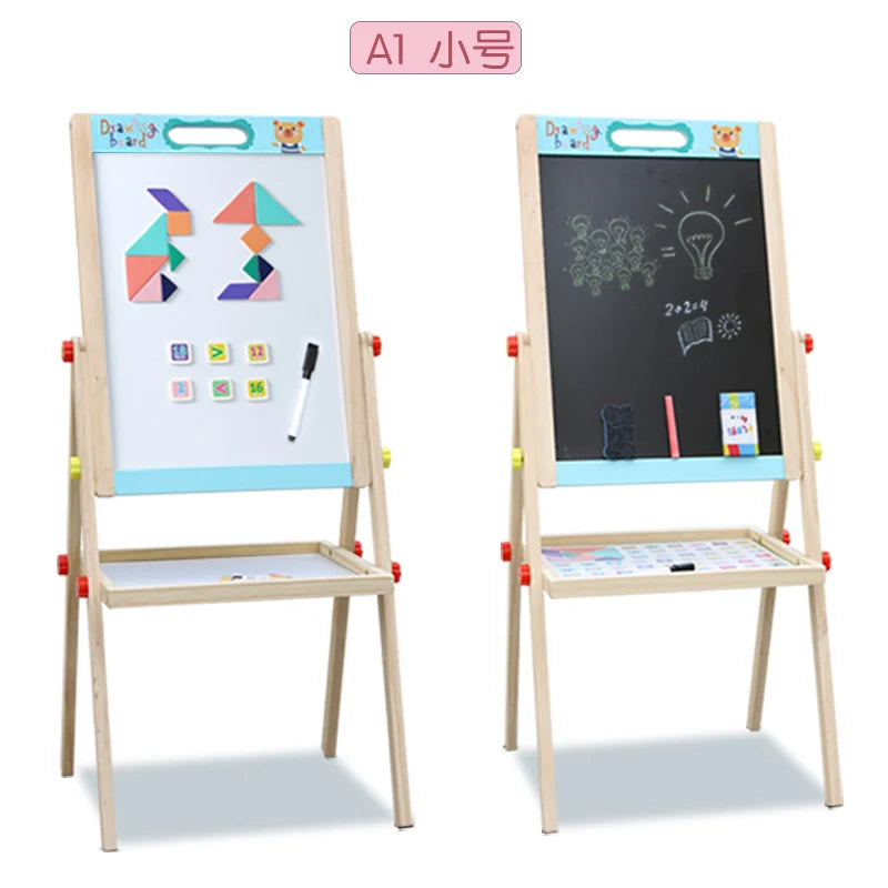 KTX-451923 Children's Wooden Drawing Easel and Writing Board for Ages 3-6