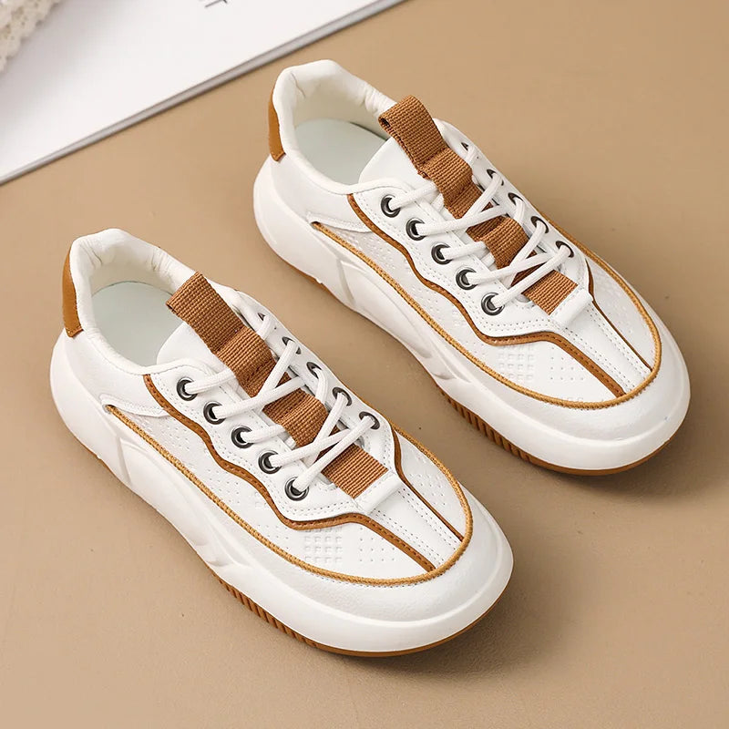 KTX-212755 YB6051-1 New Women's Sports Shoes Solid Color Autumn Breathable Increase Sole Sports Casual Shoes Versatile Board Shoes