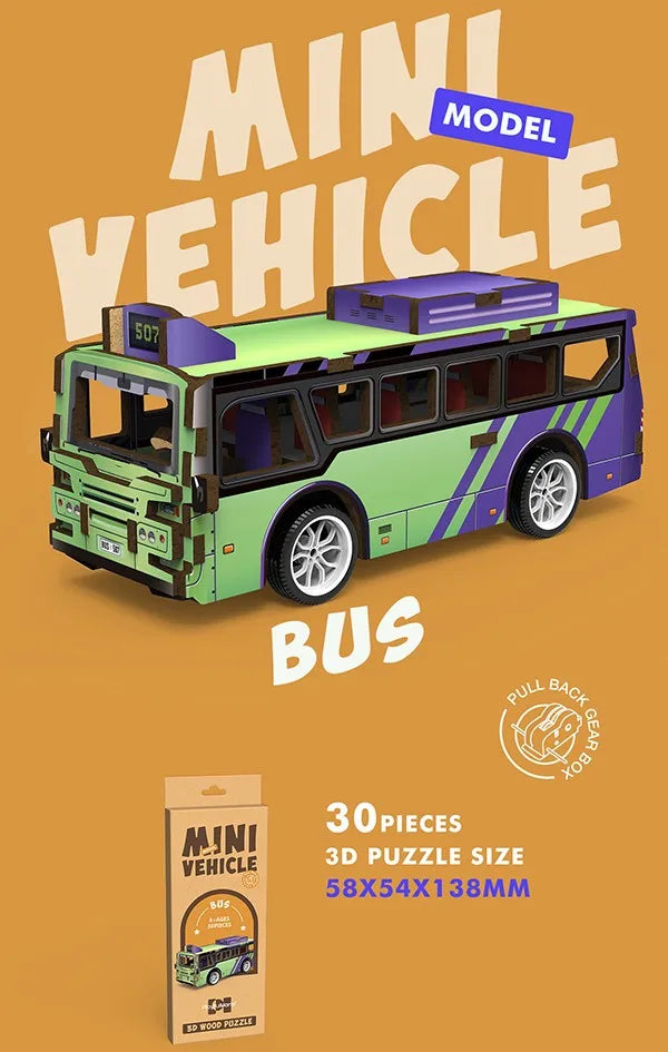 KTX-692051 3D Wooden Puzzle Car for Kids - DIY Assembly Educational Toy