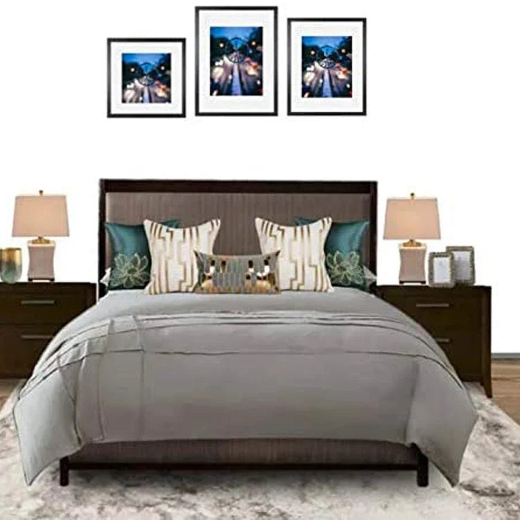 KTX-915027 Black Wood Pattern Photo Frame with Real Glass Front for Wall Display