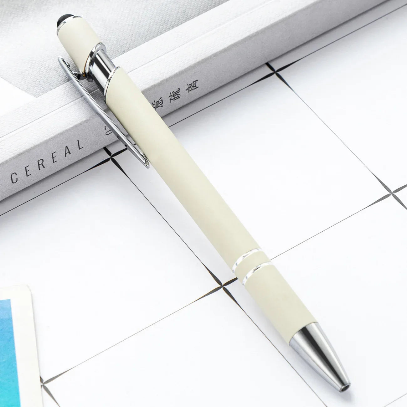 KTX-585299 Multifunctional Metal Ball Stylus Soft Touch Screen Pen 2 in 1 with Custom Logo Options