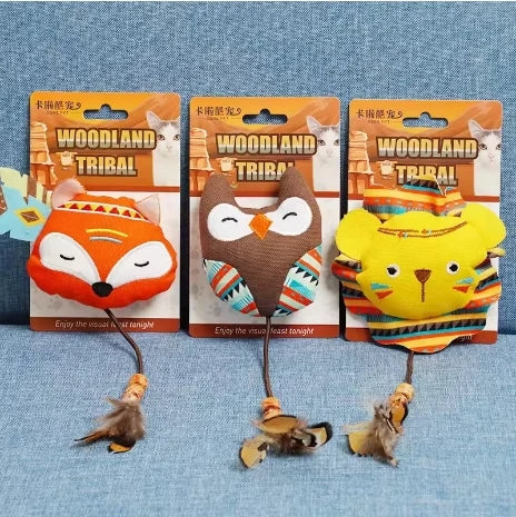 KTX-603795 Interactive Plush Cat Toys – Cute Animal Designs Including Lions and Foxes, Bite Resistant and Self-Play Features