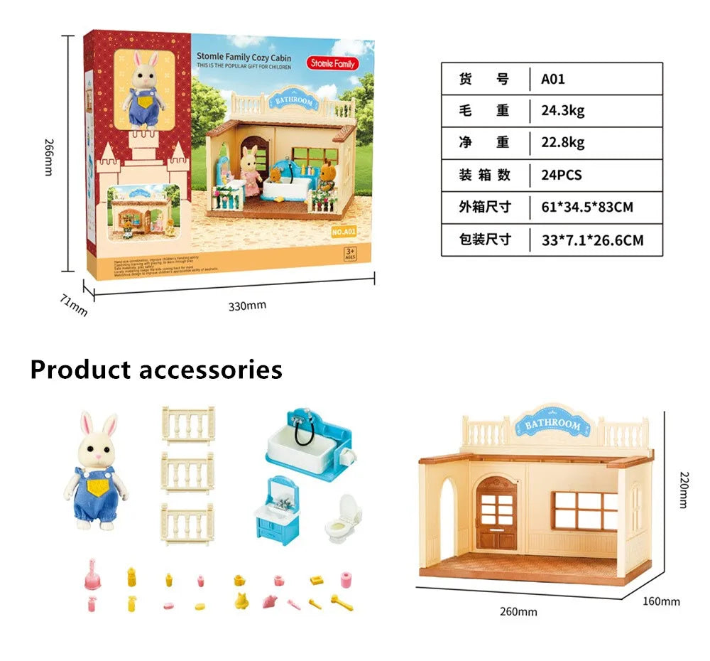 KTX-027411 Forest Family Mini Doll House Role Play Set for Kids - Plastic Pretend Playhouse Gifts for Girls