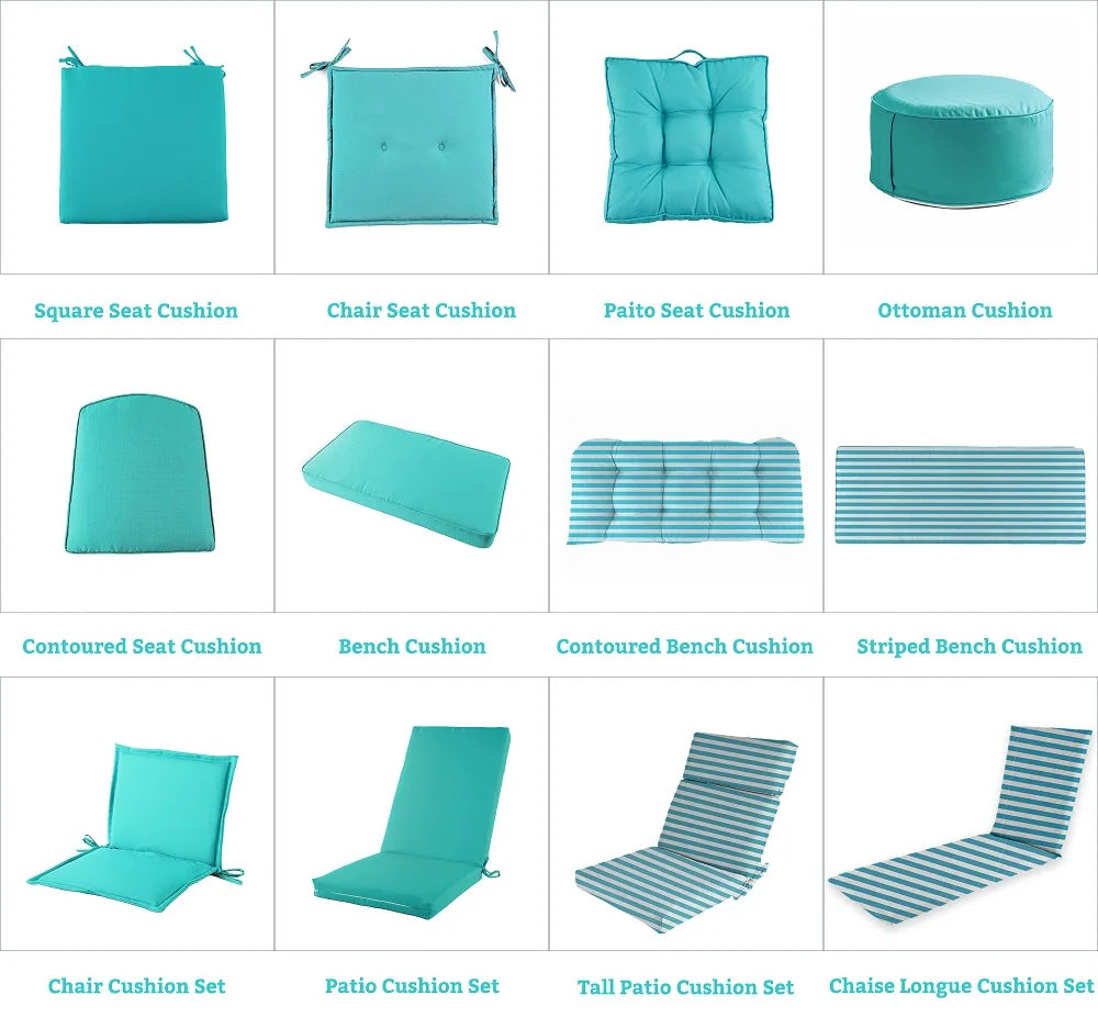 KTX-266899 Water-Resistant Tufted Square Outdoor Chair Cushions with Straps for Highback and Office Chairs