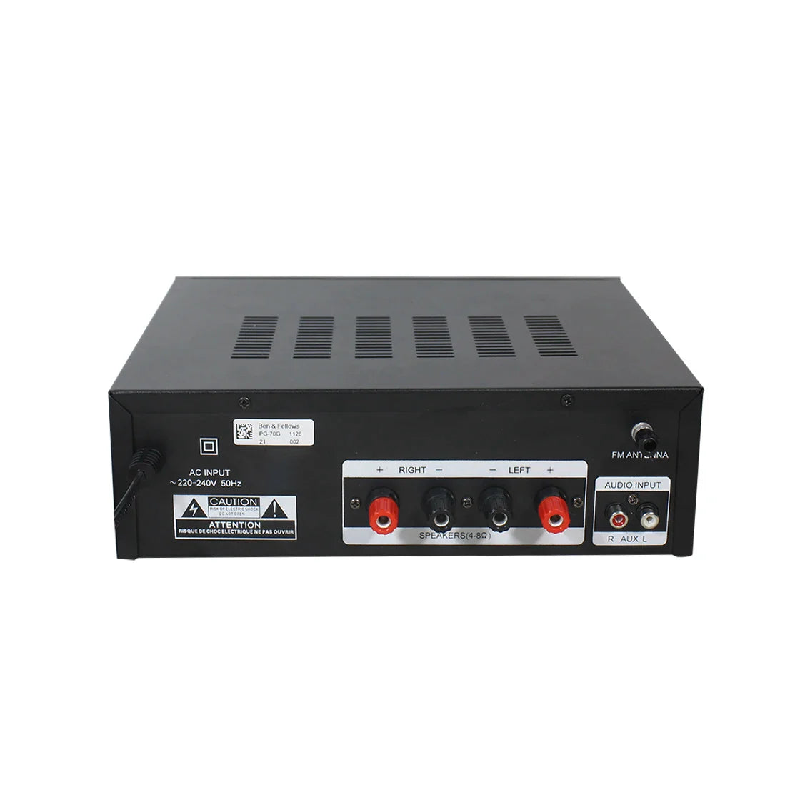 KTX-532499 70W 2-Channel Stereo Bluetooth Amplifier Receiver with FM Radio, Phono, and Coaxial Inputs for Home Audio Systems