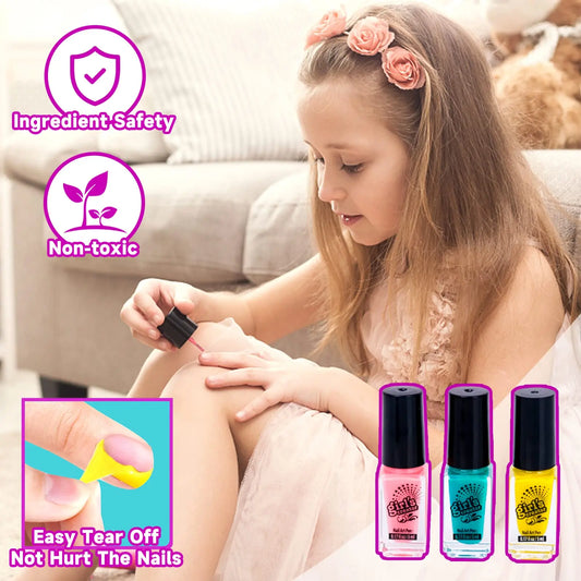 KTX-392531 Kids Nail Polishing Playset with Makeup Accessories for Ages 2-7