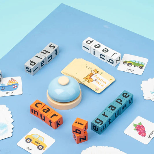 KTX-870163 Montessori Educational Spelling Card Game for Kids - Fun Learning with Cartoon Characters