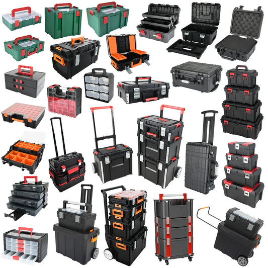 KTX-919635 4-Part Portable Rolling Tool Box with Wheels and Organizers for Easy Storage Solutions