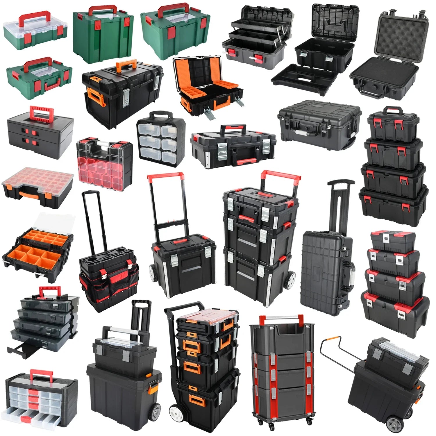 KTX-919635 4-Part Portable Rolling Tool Box with Wheels and Organizers for Easy Storage Solutions