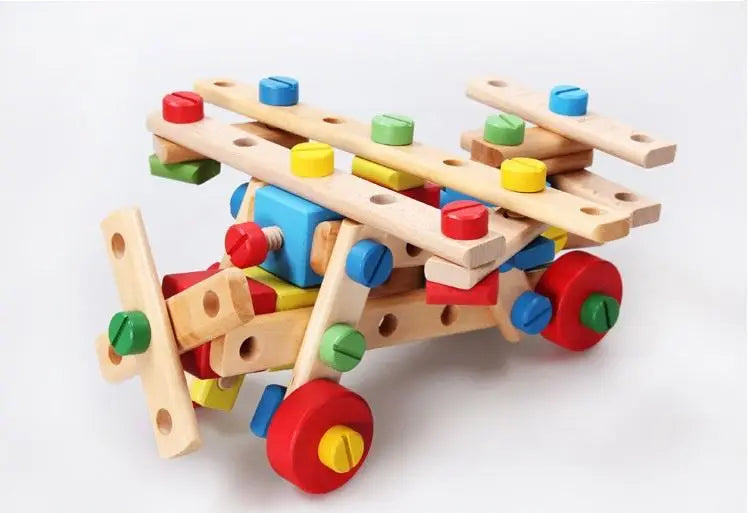 KTX-042067 DIY Wooden Airplane and Car Models for Kids - Montessori Early Education Assembly Toy