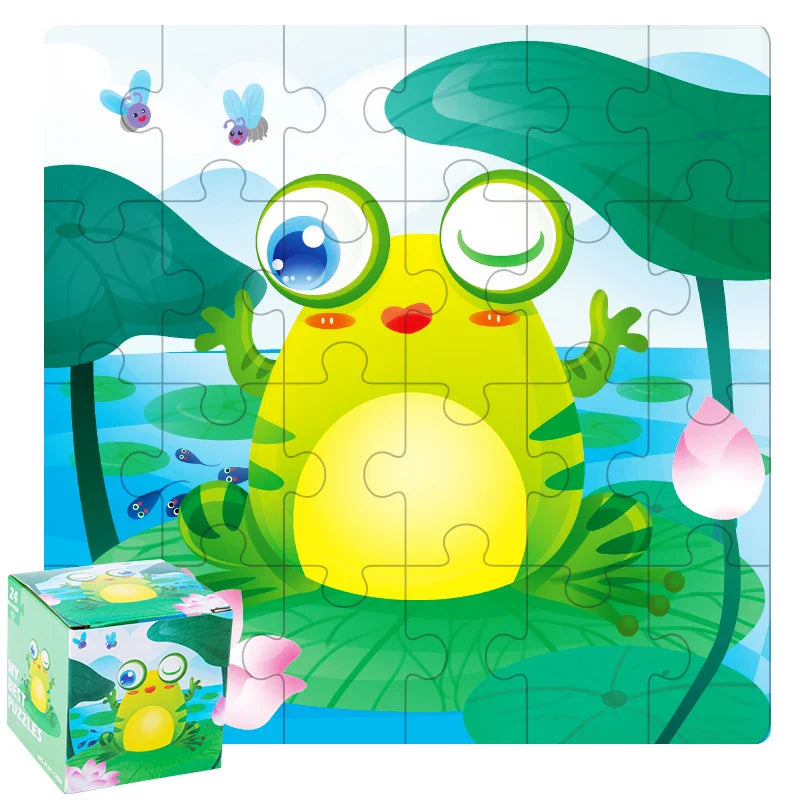 KTX-447635 24-Piece Wooden Jigsaw Puzzle for Early Childhood Education – Classic Montessori Toy for Babies, Kids, Boys and Girls