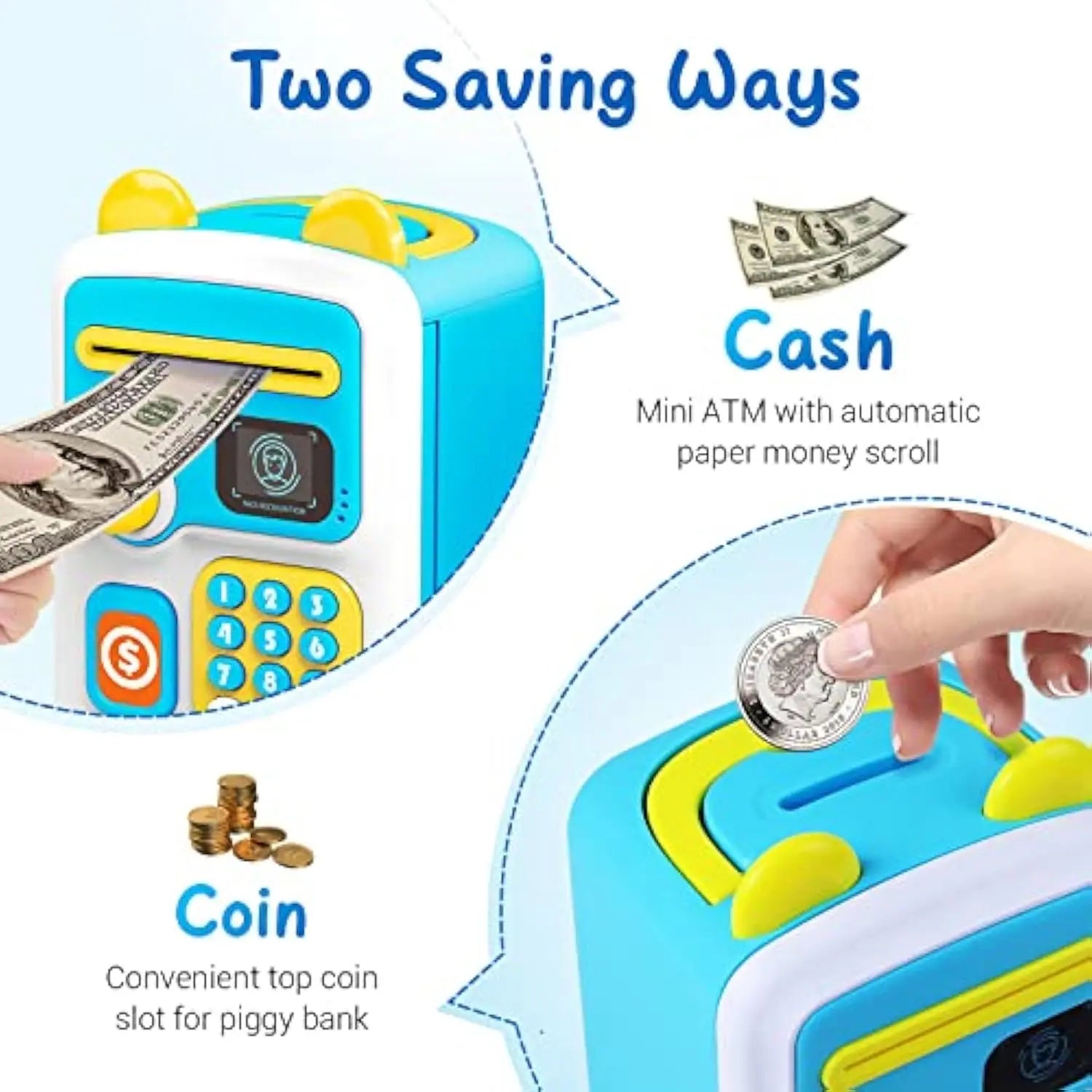 KTX-752979 Electronic Piggy Bank with Face Recognition and ATM Password Feature for Kids