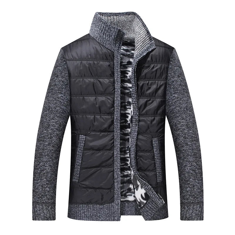 KTX-112147 Men's Customized Sweater Jacket Winter Padded Thickened Jacket Casual Standing Collar Knitted Pullover