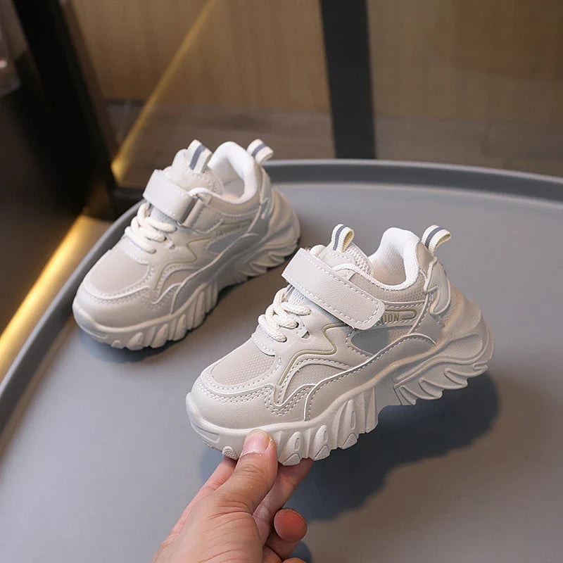 KTX-148371 Wholesale Lightweight and Breathable Casual Sneakers Boys' and Girls' White Slip-On Platform Running Shoes