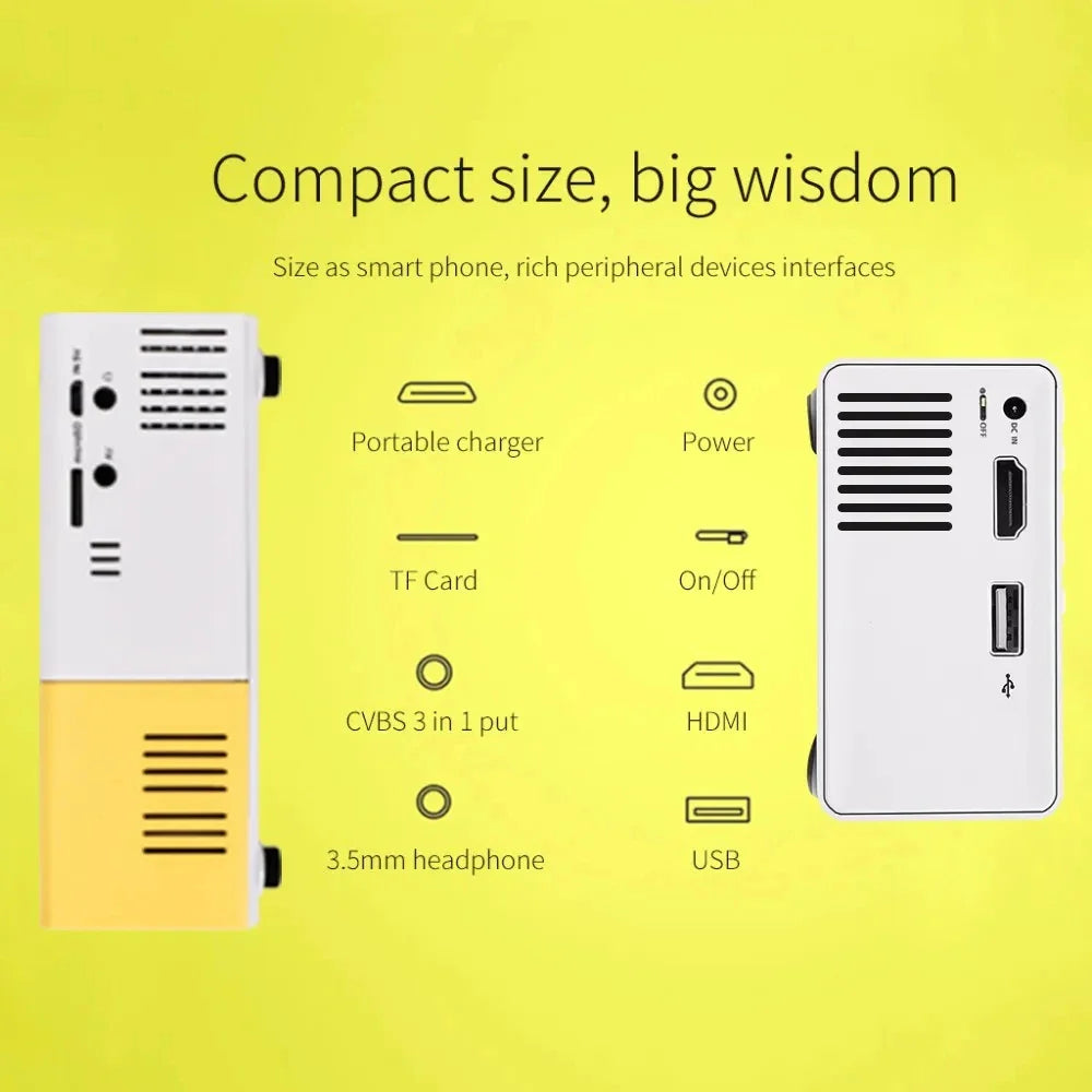 KTX-140435 Portable Mini Projector with 1080P Support and LED Technology for Home Entertainment