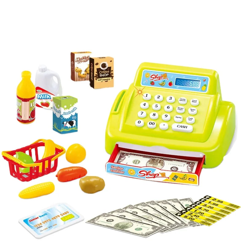 KTX-704403 Educational Battery Operated Cash Register Toy with Microphone for Kids Ages 2-7