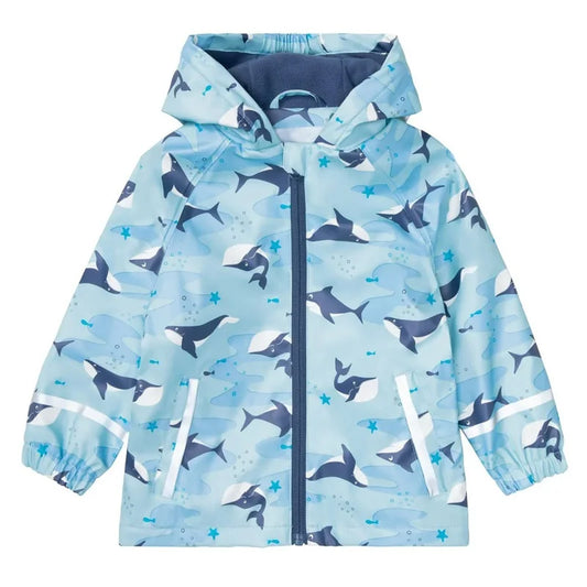 KTX-129107 Waterproof Two-Piece Fleece-Lined PU Children's Jackets t Zipper Closure Cartoon Softshell Rainwear Girl's Clothing Kids