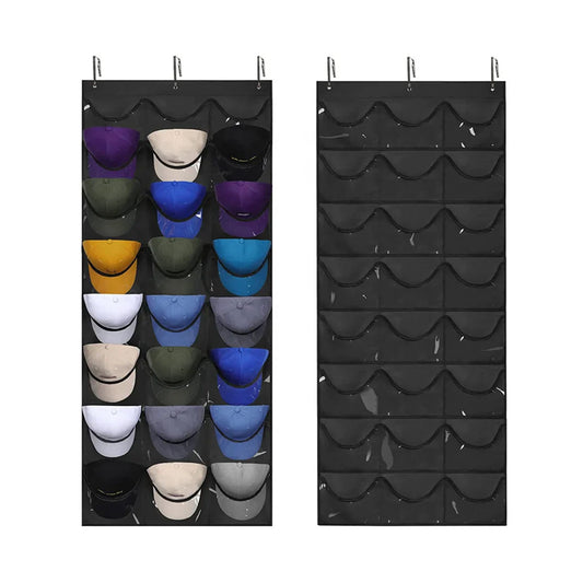 KTX-795027 Over-the-Door Hat Organizer with 24 Slots for Baseball Cap Storage