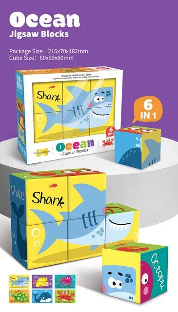 KTX-281875 6 in 1 Jigsaw Puzzle Set for Kids - Ocean, Insect, Universe, Arctic Themes, Educational Fun