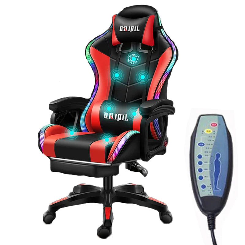 KTX-282195 Pink LED RGB Gaming Chair with Massage Function and Built-In Speakers