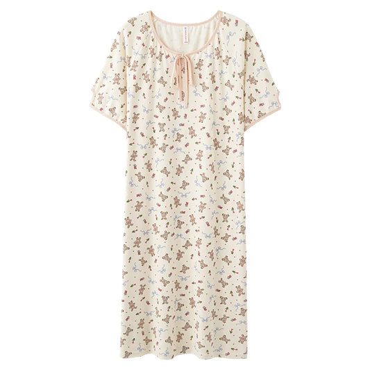 KTX-263635 New Coral Velvet Floral Nightgown Women Princess Style Loose Long Skirt Cute Girls Homewear