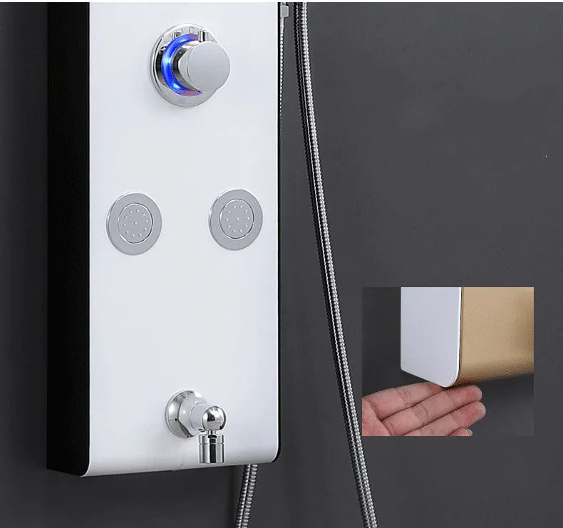 KTX-605459 Stainless Steel Wall Shower Panel with Waterfall Feature, Cold & Hot Water Control, Model YL5503