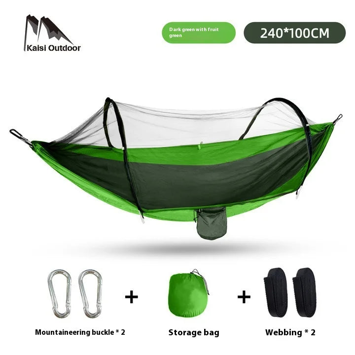 KTX-568083 Full-Automatic Outdoor Camping Hammock with Mosquito Net, Anti-Mosquito Nylon Cloth, Available in Single and Double Sizes