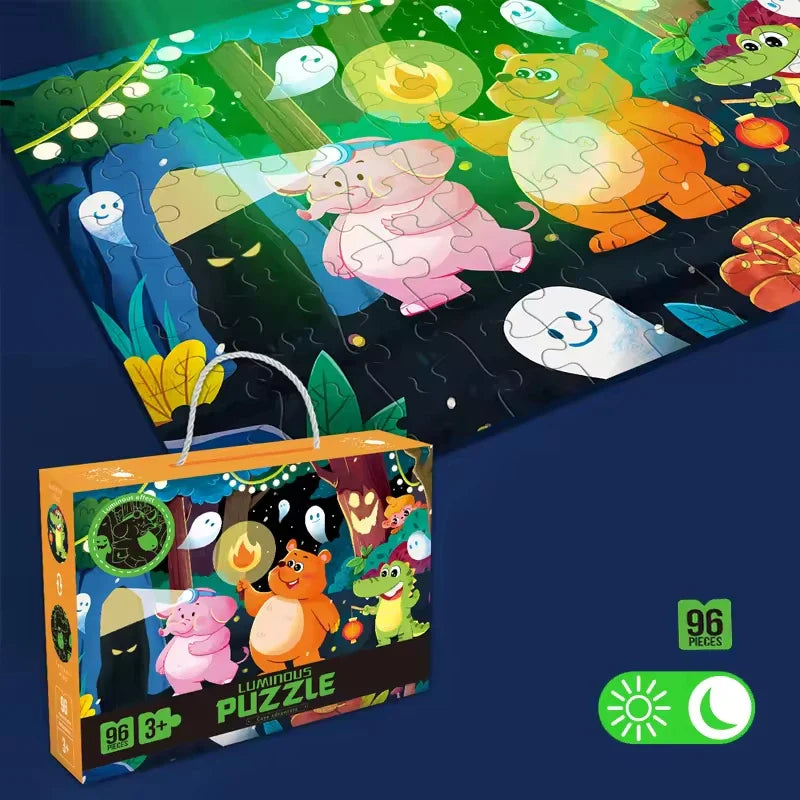 KTX-838931 Glow-in-the-Dark Children’s Puzzle Plane Educational Block Toy 26x19.5x6cm