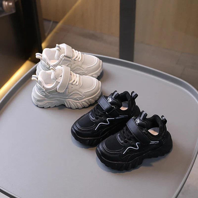 KTX-148371 Wholesale Lightweight and Breathable Casual Sneakers Boys' and Girls' White Slip-On Platform Running Shoes