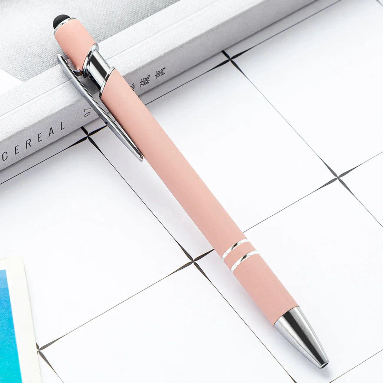 KTX-585299 Multifunctional Metal Ball Stylus Soft Touch Screen Pen 2 in 1 with Custom Logo Options