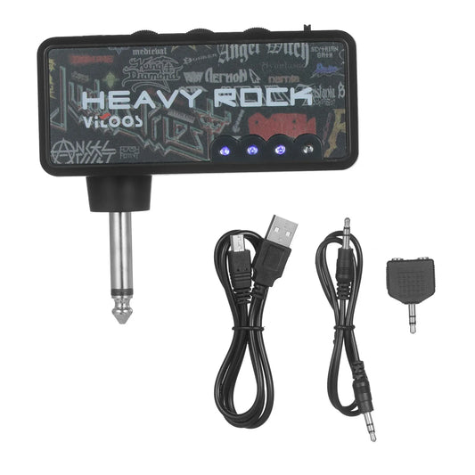 KTX-153939 Portable Mini Earphone Amplifier for Electric Guitar with Distortion Effect - Rechargeable Battery, USB Cable Included