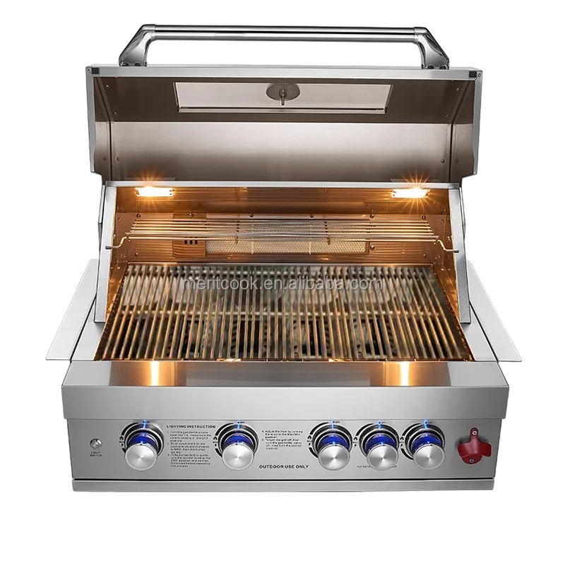KTX-564115 Heavy-Duty 304 Stainless Steel Outdoor BBQ Grill with Rotisserie, Gas & Charcoal Dual Function