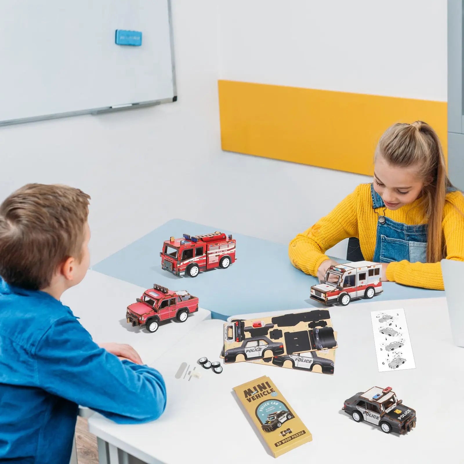 KTX-692051 3D Wooden Puzzle Car for Kids - DIY Assembly Educational Toy