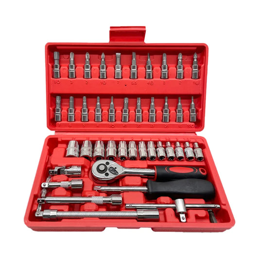 KTX-264275 46-in-1 Mechanic Socket Wrench Tool Set for Car, Motorcycle, and Bicycle Repair