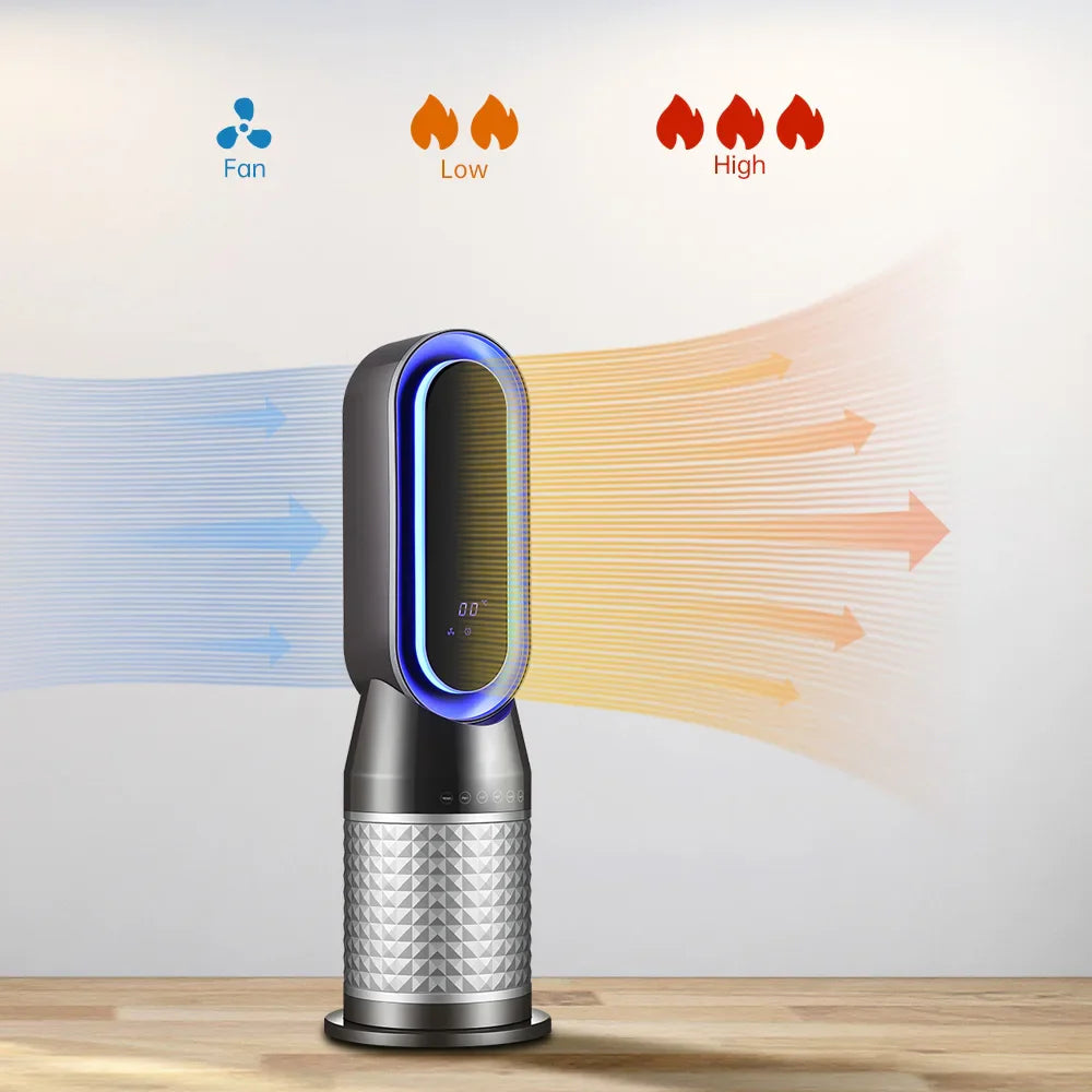 KTX-410003 Bladeless Electric Fan Heater with Night Light – 2000W Dual Purpose Portable Device for Home and Office Use